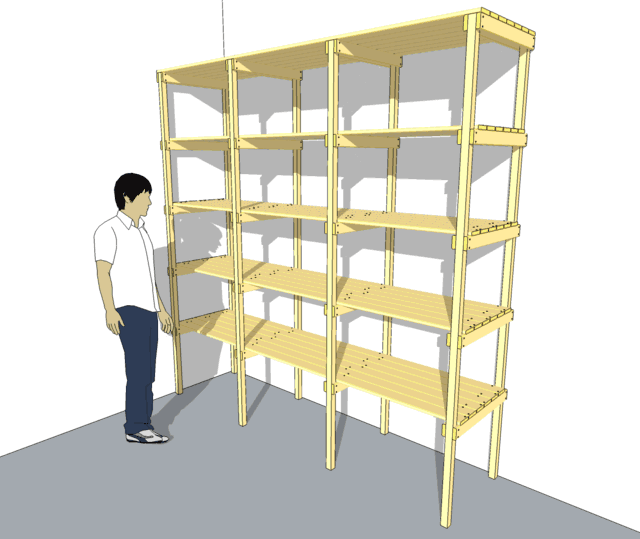 This storage shelf unit is very easy to build out of stock lumber from 